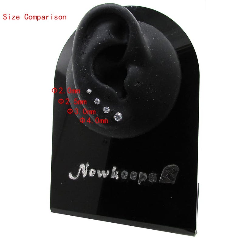 NewkeepsR 2PCS-1.0mm(18g) Implant Grade Titanium Press Fit Threadless Push Pop In 2.5mm CZ Top Labret Lip Nose Earring Studs Piercing - Image 4